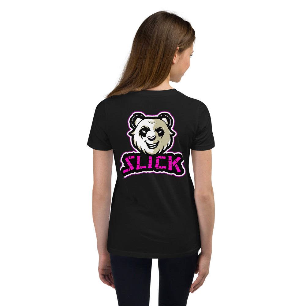 Panda on the Back - Youth T - Neon Pink